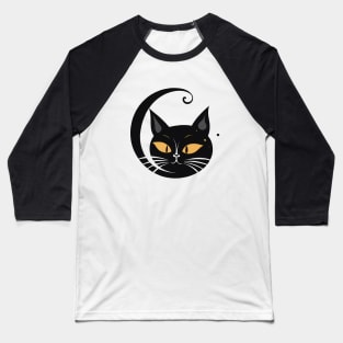 Black cat with orange eyes Baseball T-Shirt